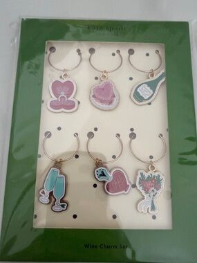 kate spade Pink & Teal Enamel Wine Charm Set